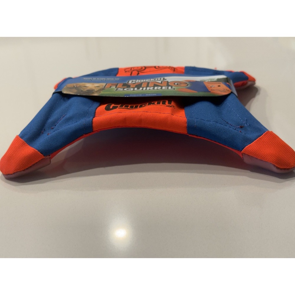 Chuckit! Flying Squirrel Medium Floating Canvas Dog Toy Orange Blue - Picture 3 of 16